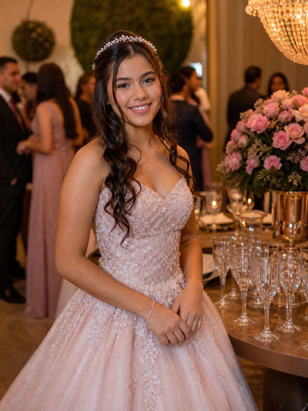 momento do brinde - exemplo de prompts para penteados de debutante
