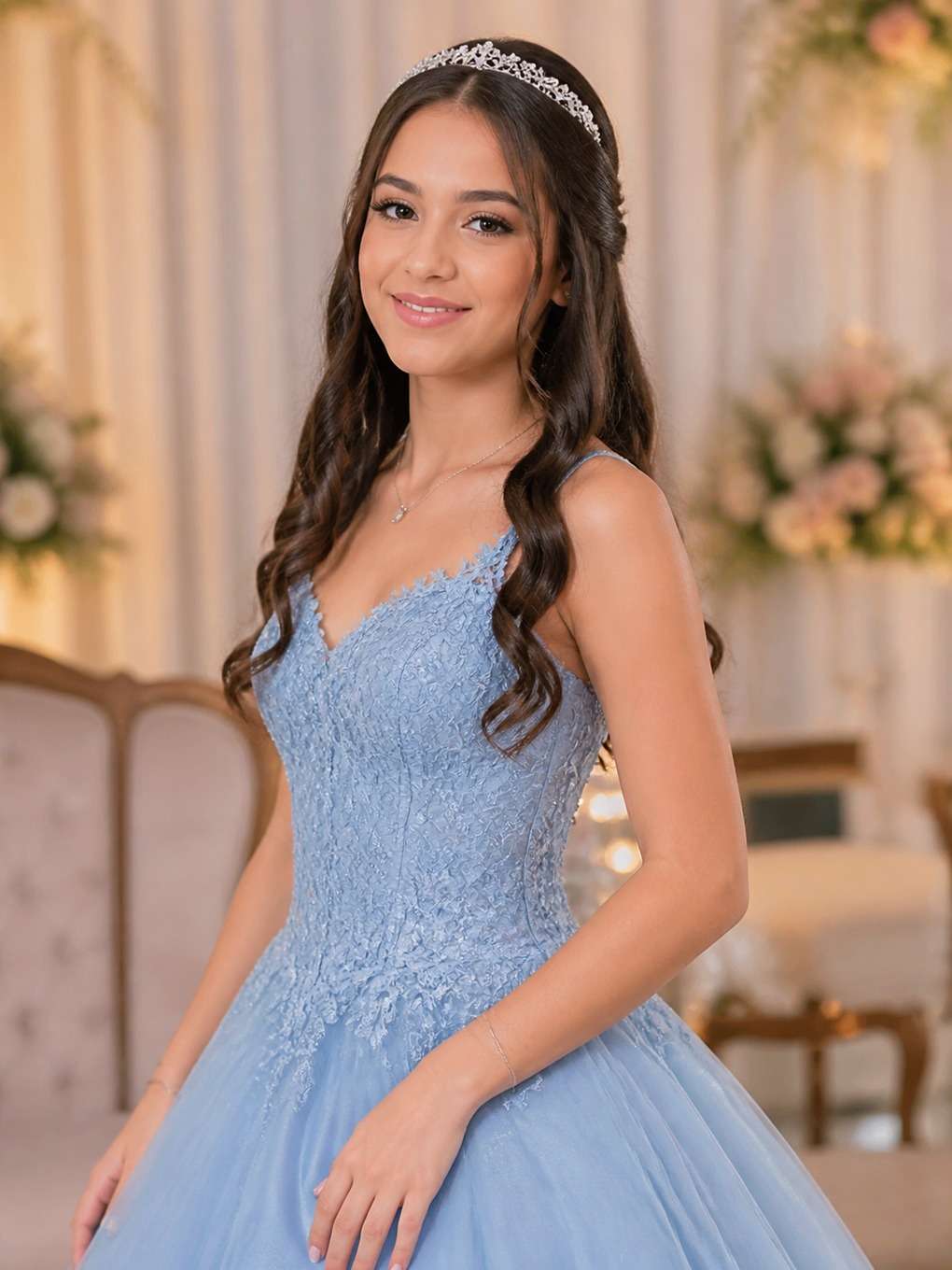 detalhes de princesa moderna - exemplo de prompts para penteados de debutante