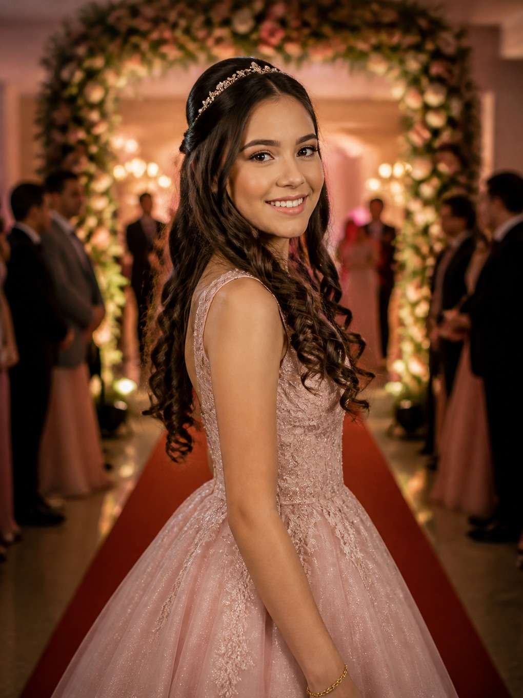 entrada da debutante - exemplo de prompts para penteados de debutante