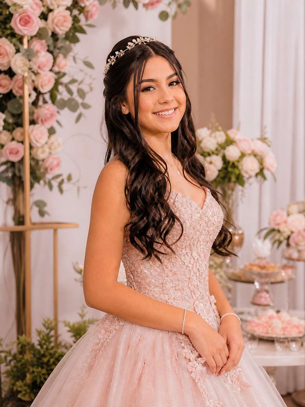 fundo floral - exemplo de prompts para penteados de debutante