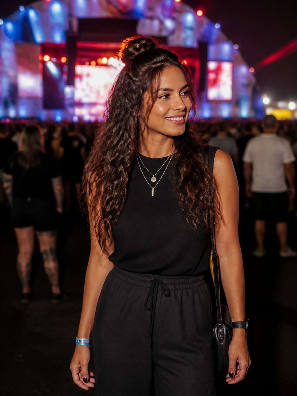 half up com textura - exemplo de prompts para penteados rock in rio