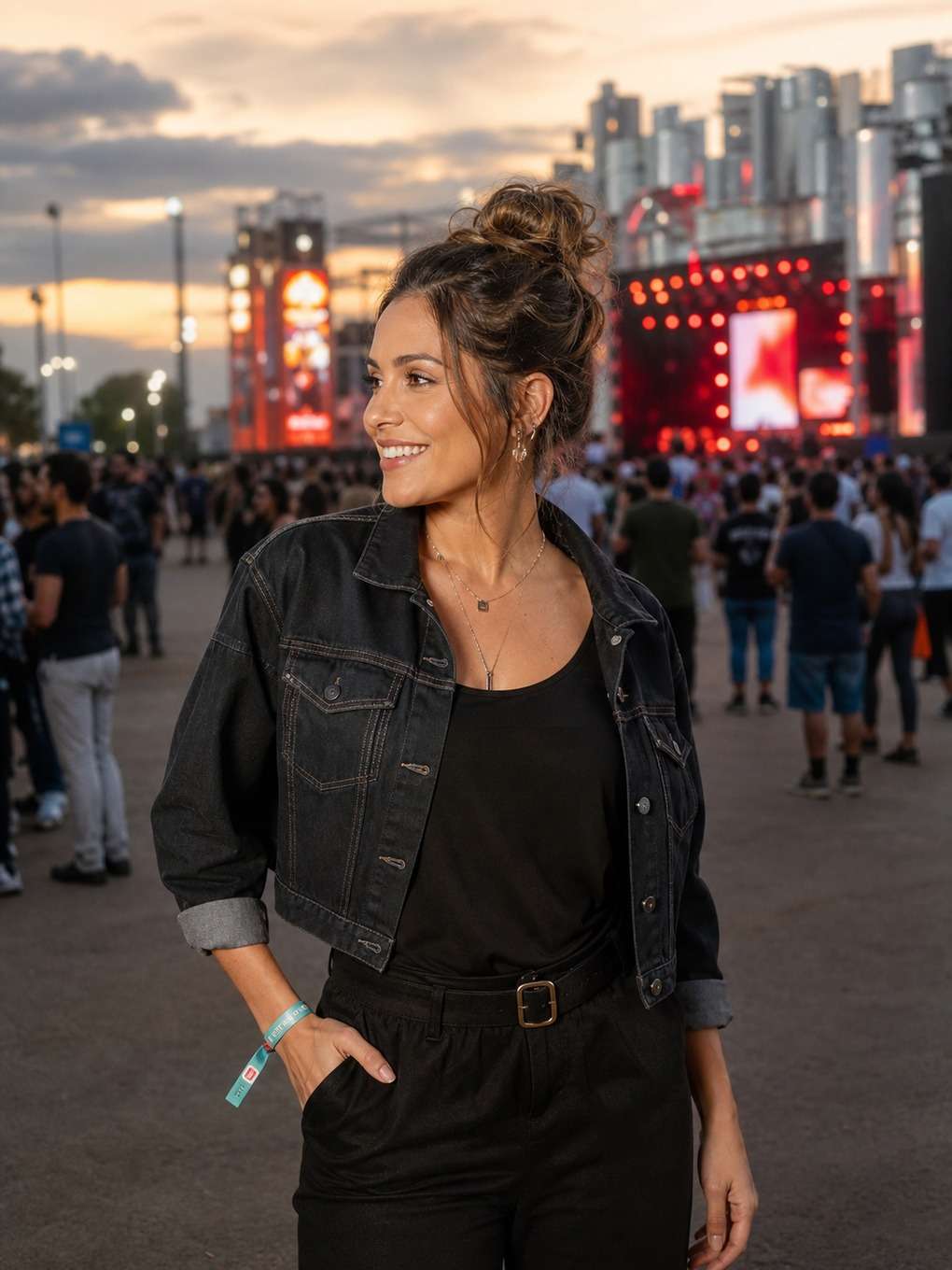 coque alto bagunçado - exemplo de prompts para penteados rock in rio