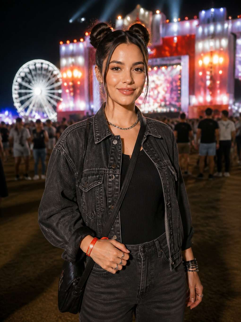 space buns modernos - exemplo de prompts para penteados rock in rio