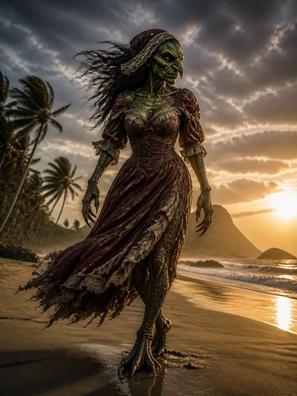 cuca em praia deserta ao entardecer - exemplo de cuca com