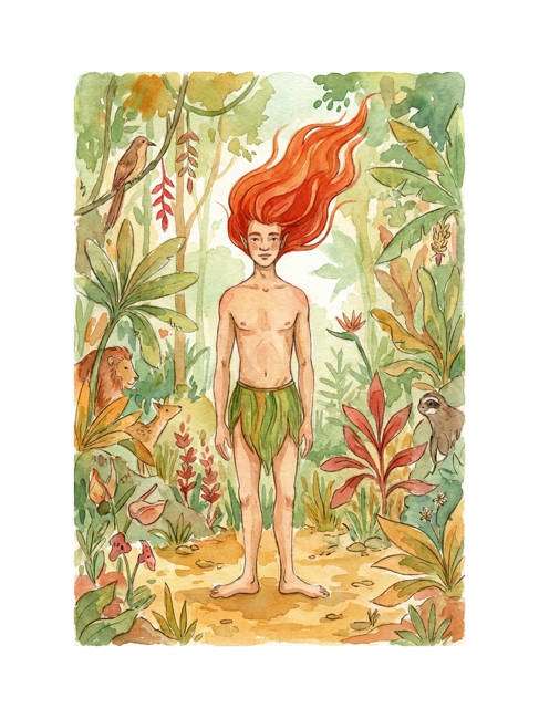 curupira estilo aquarela brasileira - exemplo de curupira com