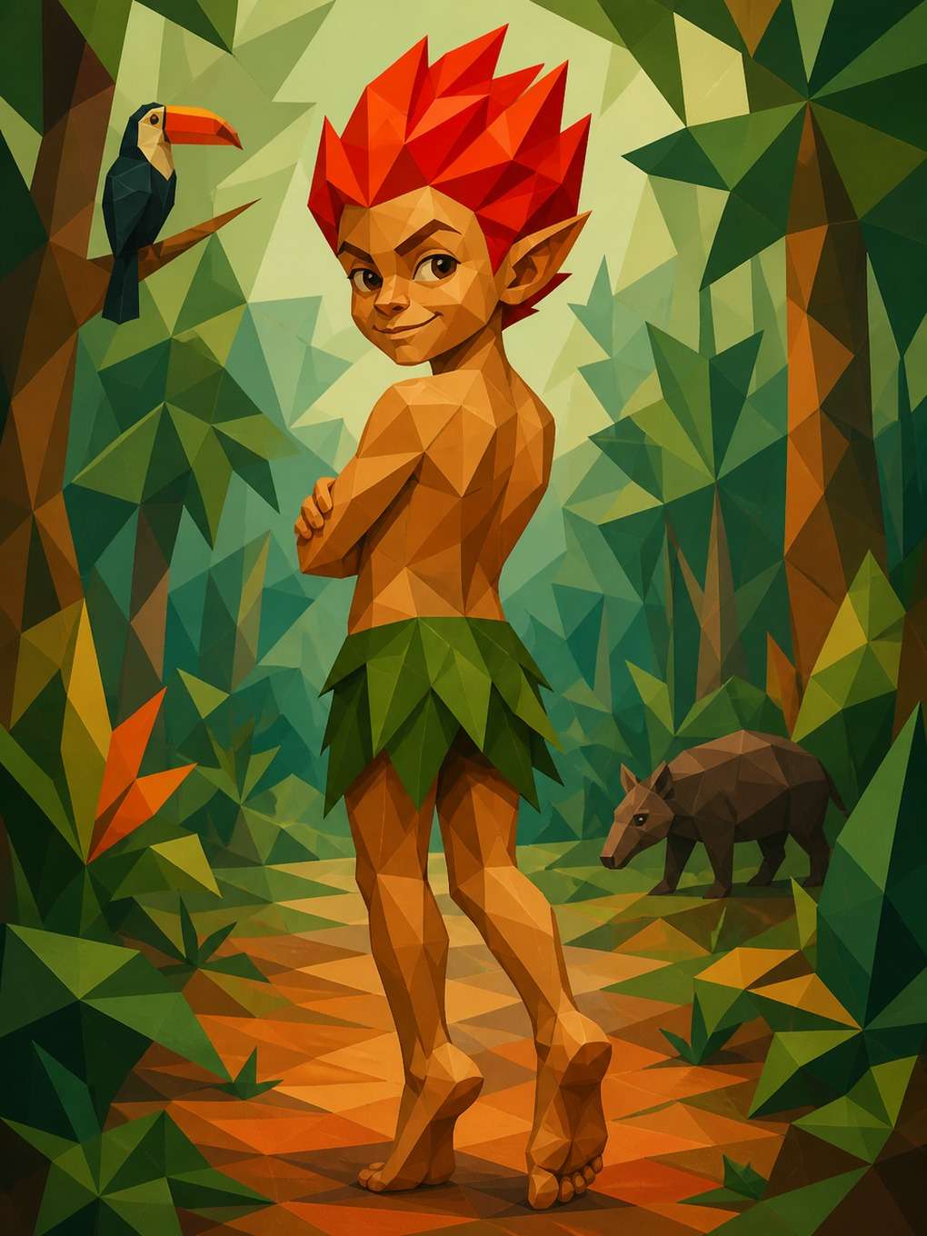curupira low poly moderno - exemplo de curupira com