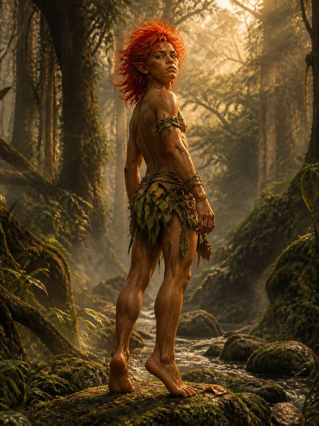 curupira ancestral com símbolos naturais - exemplo de curupira com