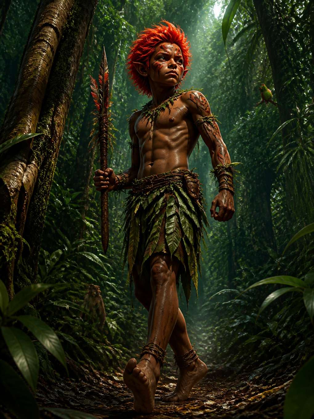 curupira protetor da floresta em arte premium - exemplo de curupira com
