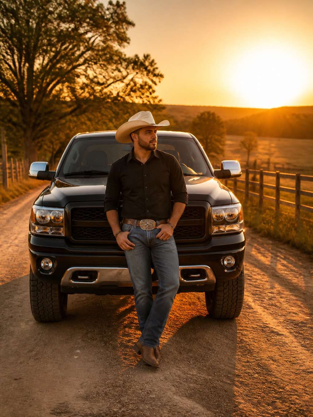 sertanejo com caminhonete no interior - exemplo de ensaio sertanejo