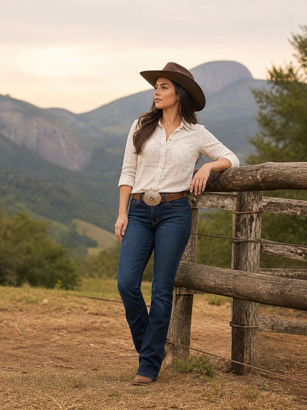 cowgirl em paisagem de serra brasileira - exemplo de fotos cowgirl