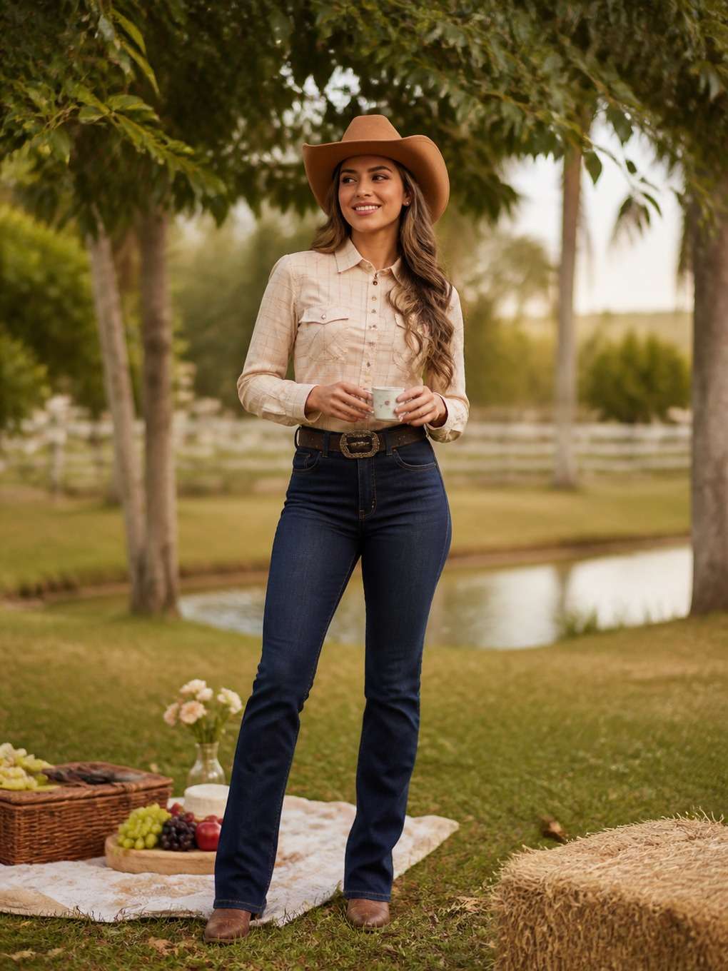 cowgirl em piquenique country sofisticado - exemplo de fotos cowgirl