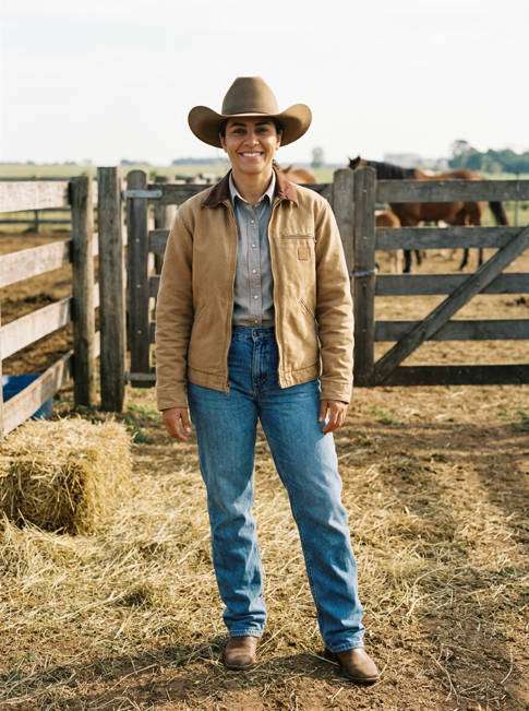cowgirl no curral com clima autêntico - exemplo de fotos cowgirl