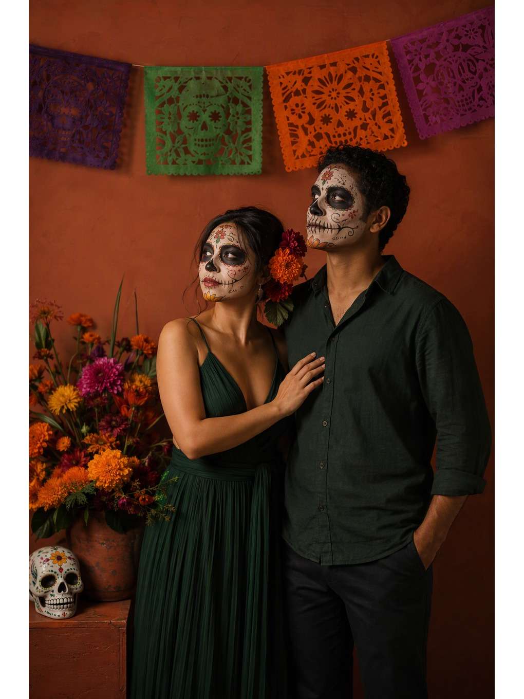 casal: retrato terracota - exemplo de fotos de casal catrina