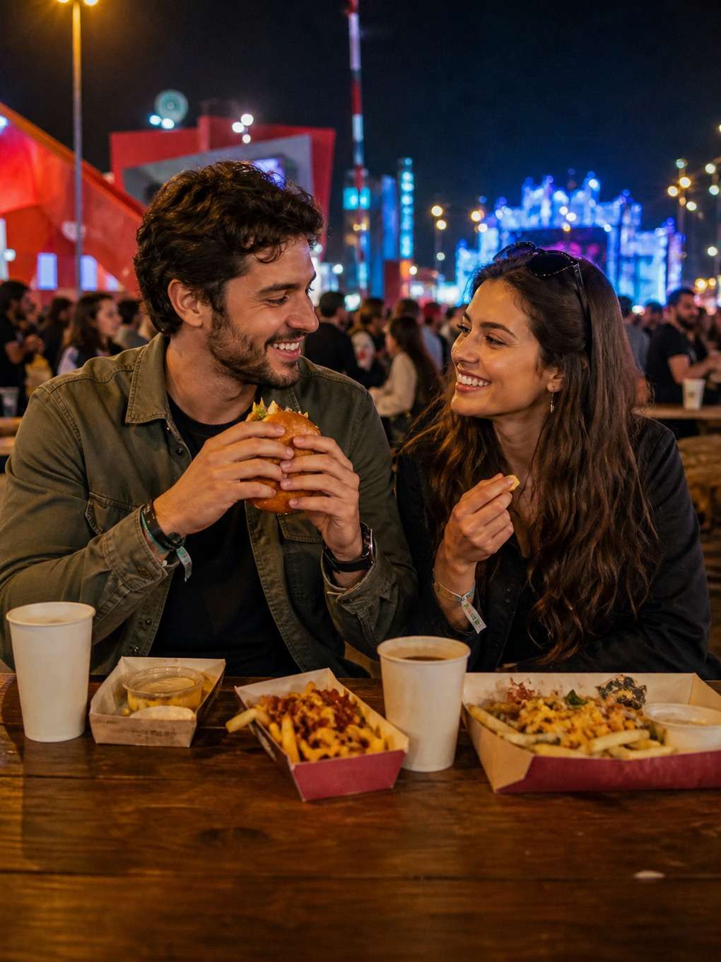 pausa para comer no meio do evento - exemplo de fotos de casal no rock in rio