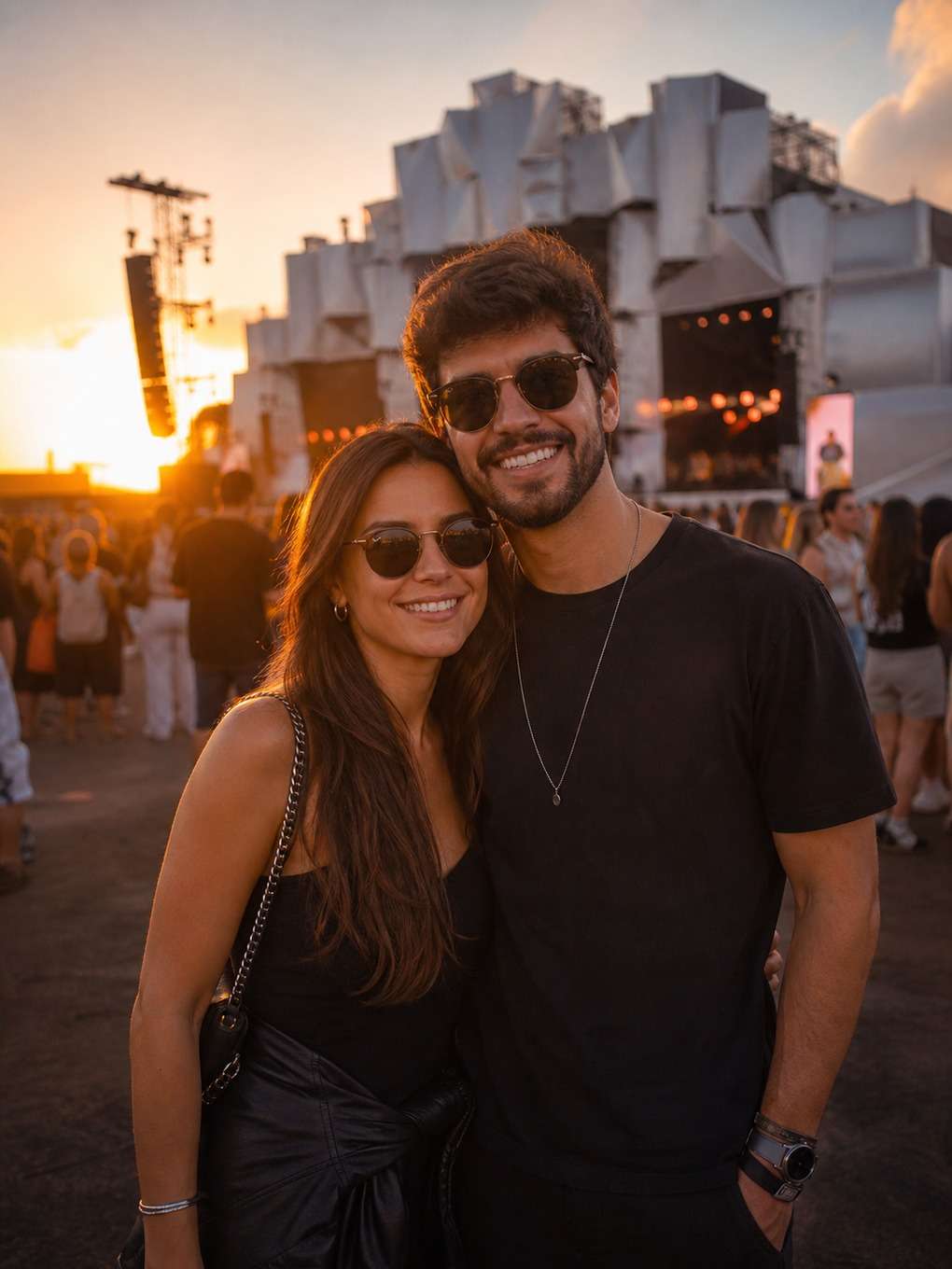 foto de lembrança ao pôr do sol - exemplo de fotos de casal no rock in rio