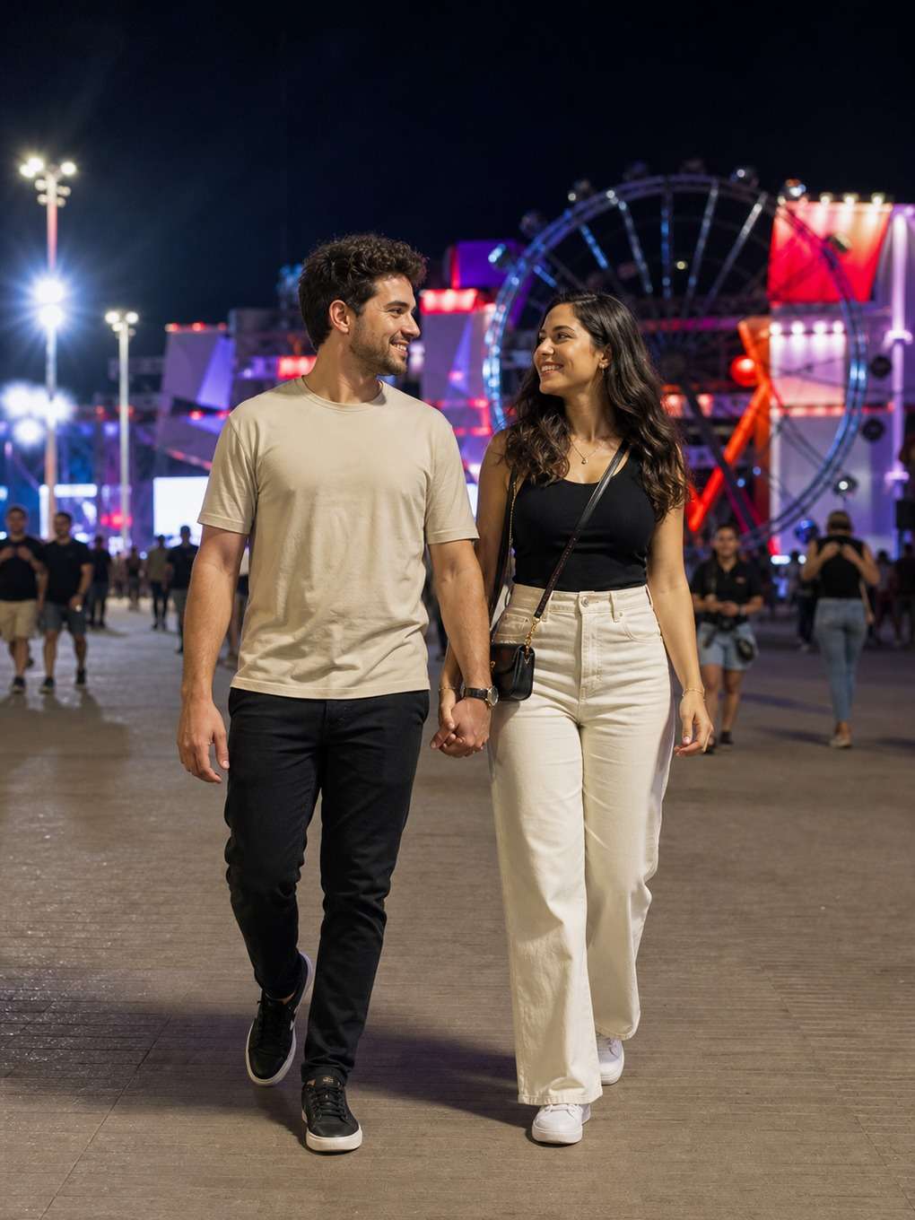 caminhando pela cidade do rock - exemplo de fotos de casal no rock in rio