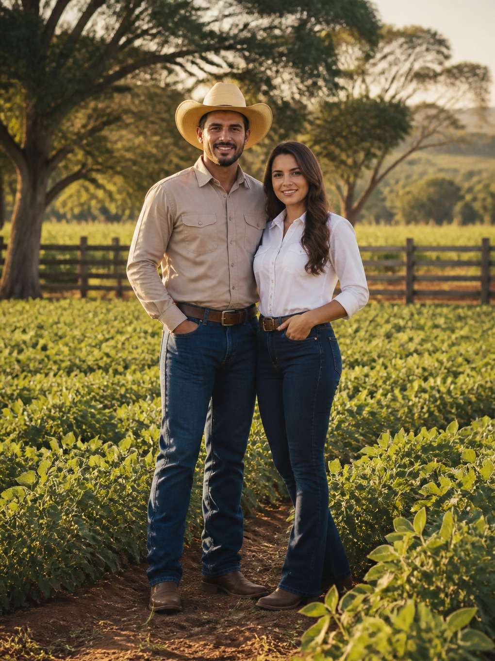 casal sertanejo em plantação - exemplo de fotos de casal sertanejo