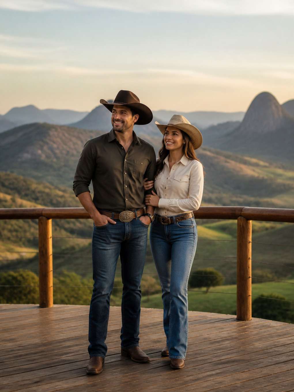 casal sertanejo no mirante do interior - exemplo de fotos de casal sertanejo