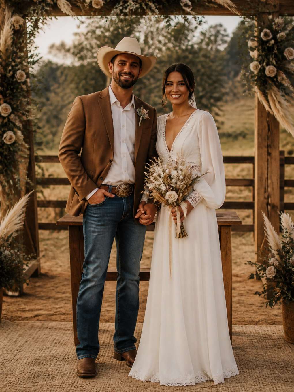 casal sertanejo em casamento no campo - exemplo de fotos de casal sertanejo