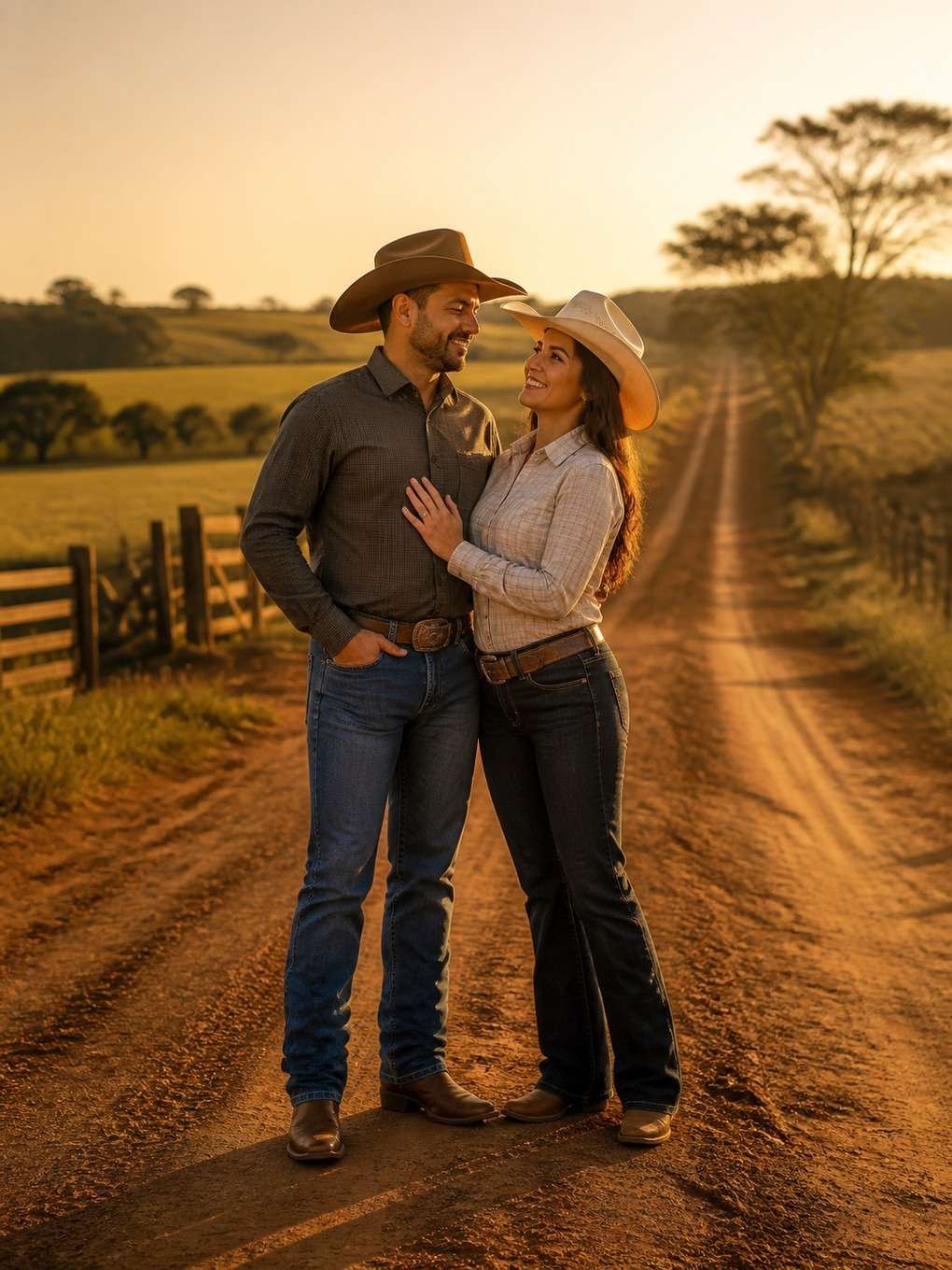 casal sertanejo em estrada de terra - exemplo de fotos de casal sertanejo