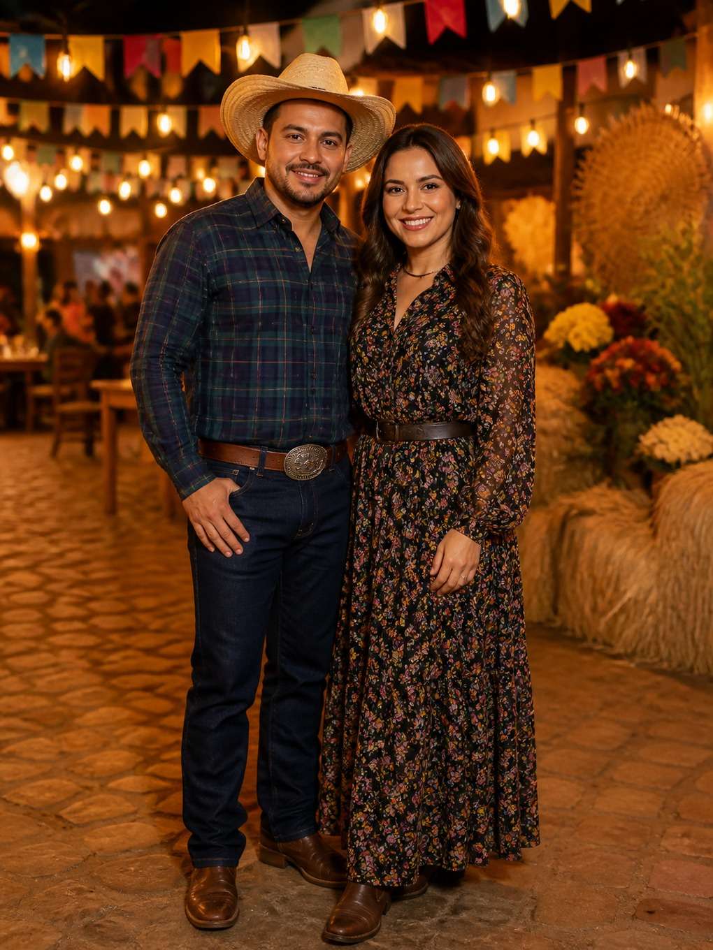 casal sertanejo em festa junina elegante - exemplo de fotos de casal sertanejo