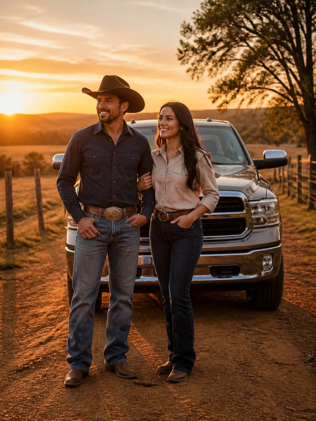 casal sertanejo com caminhonete no interior - exemplo de fotos de casal sertanejo