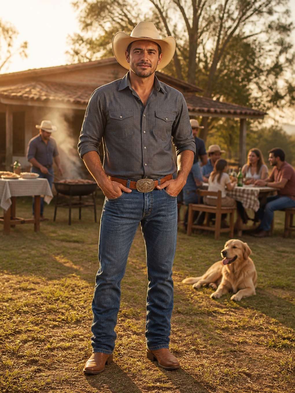 cowboy em clima de churrasco no interior - exemplo de fotos de cowboy masculino