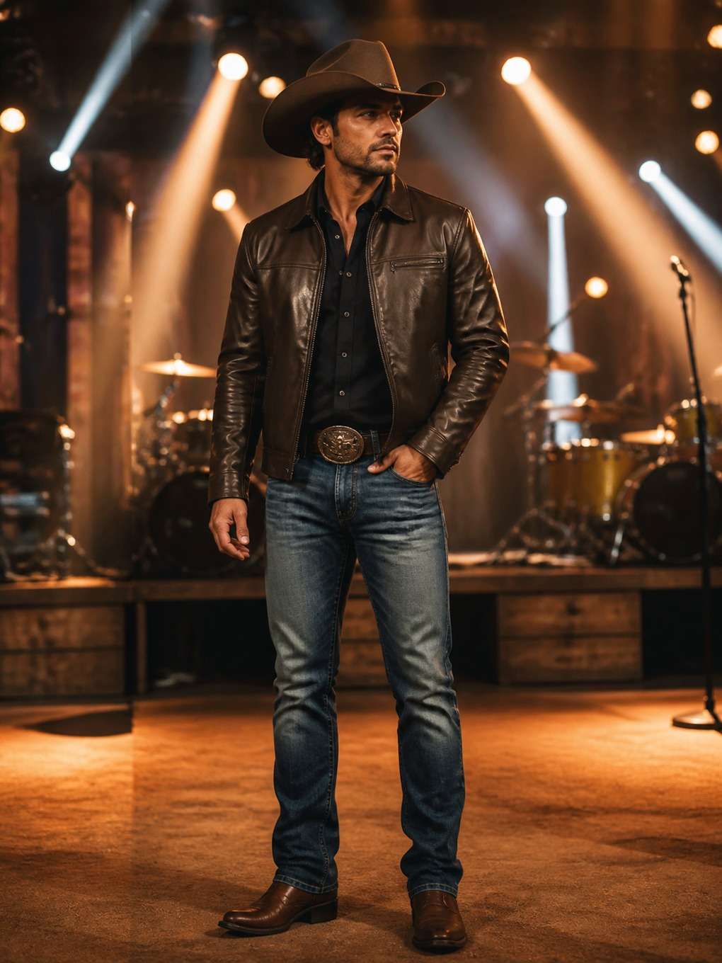 cowboy em cenário de música sertaneja - exemplo de fotos de cowboy masculino