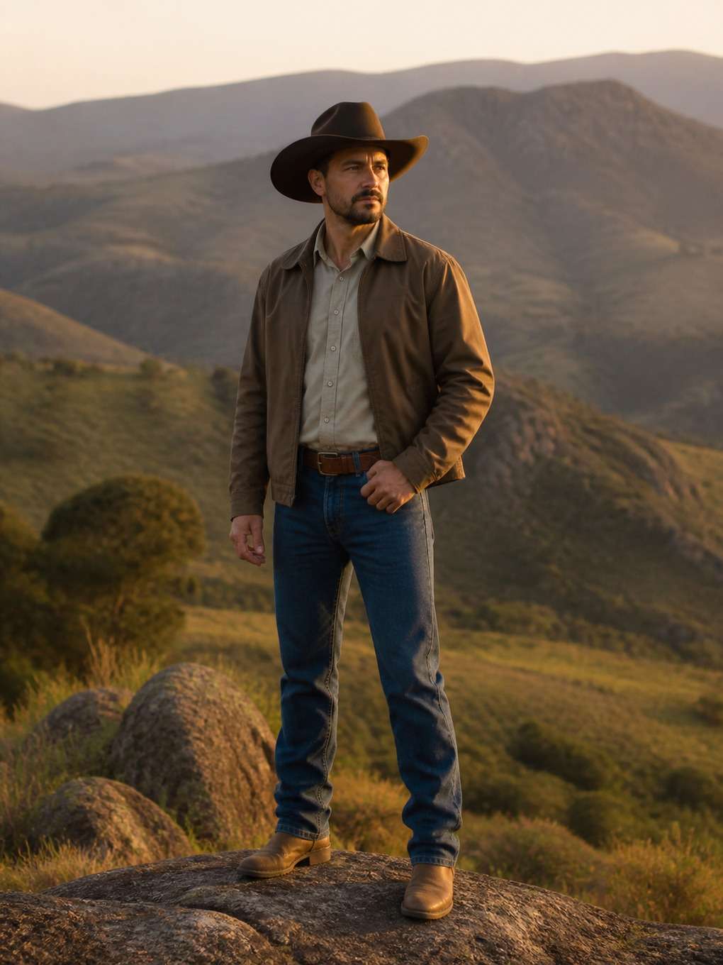 cowboy em paisagem serrana brasileira - exemplo de fotos de cowboy masculino