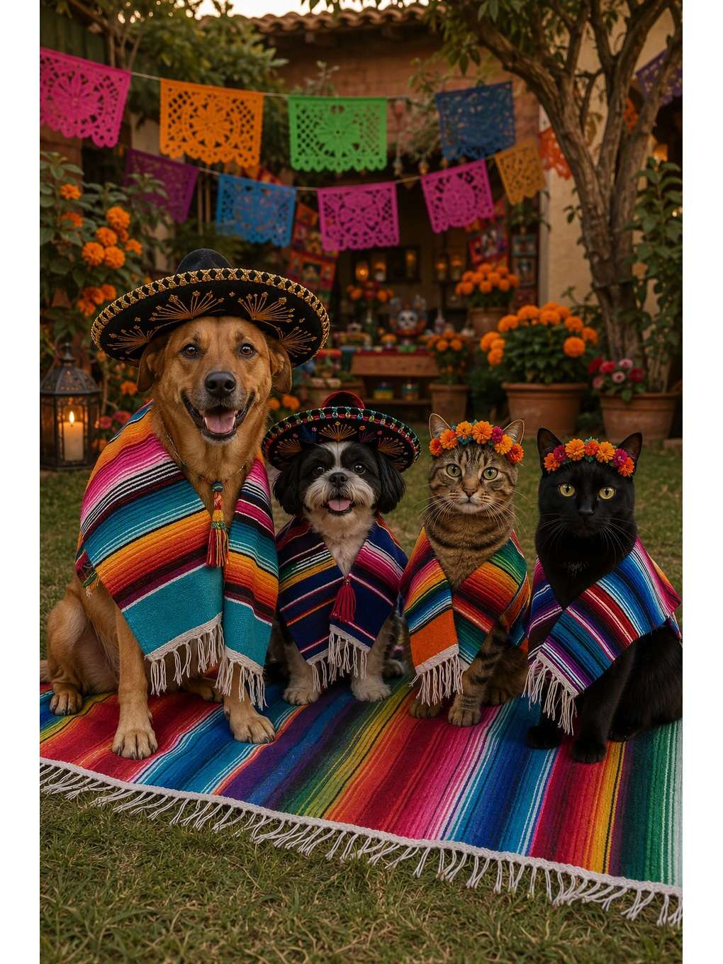 família de quatro pets - exemplo de fotos de pets no dia dos mortos