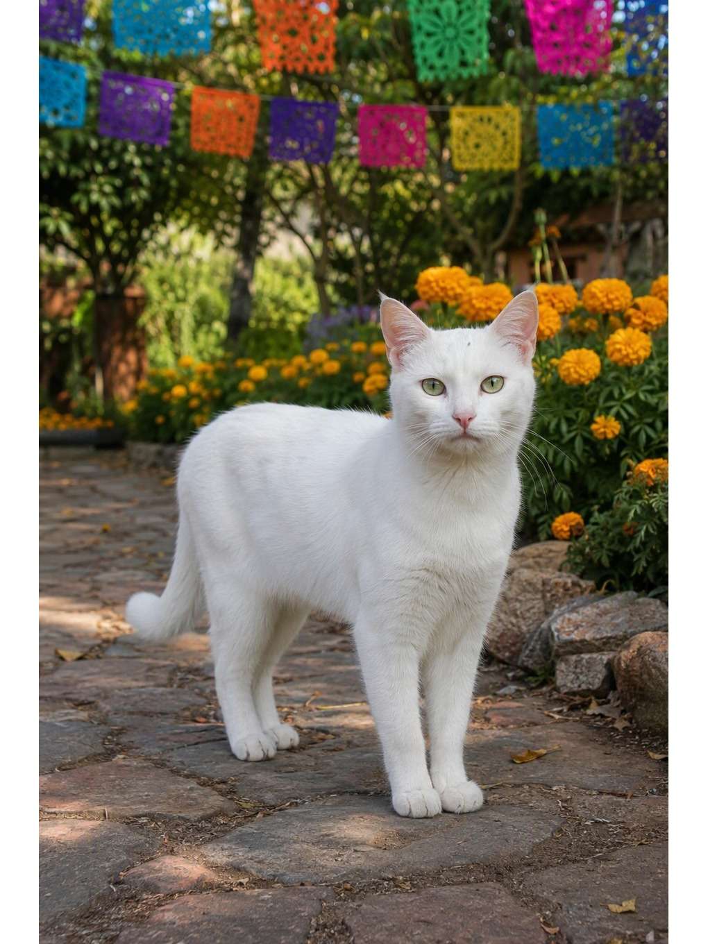 gato natural no jardim florido - exemplo de fotos de pets no dia dos mortos