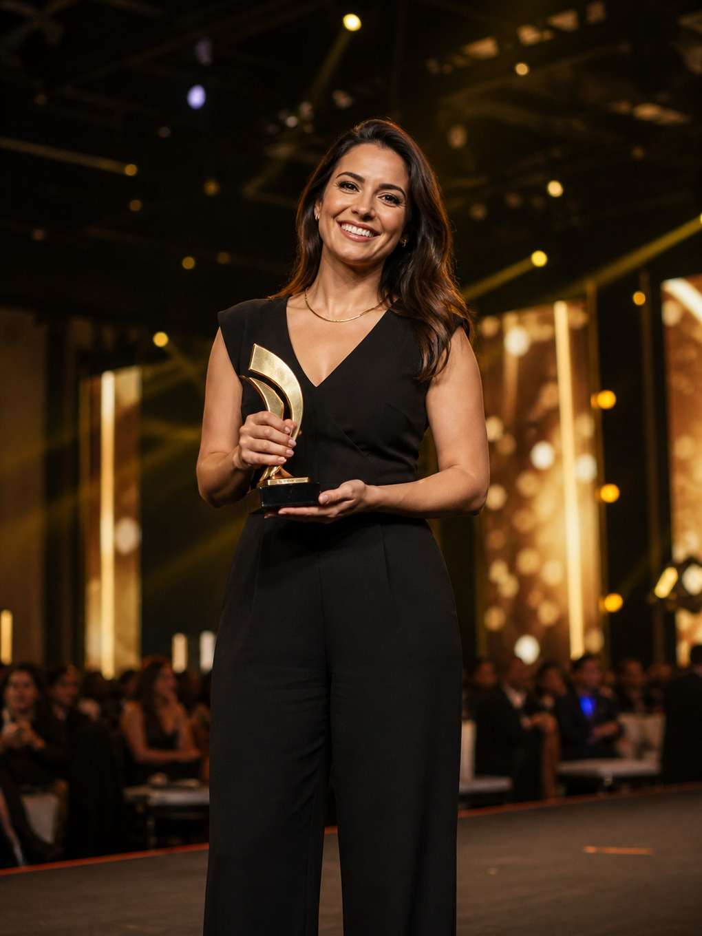 premiação com troféu - exemplo de fotos no palco