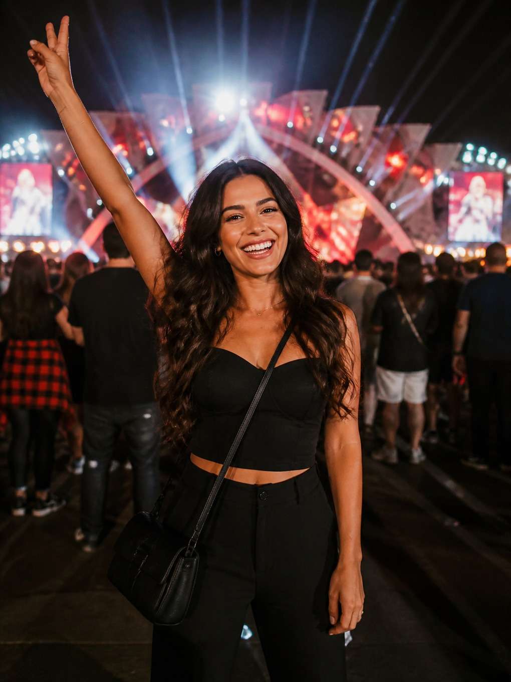 comemorando o final do show - exemplo de fotos no rock in rio