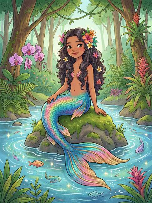 iara em ilustração infantil encantadora - exemplo de iara com