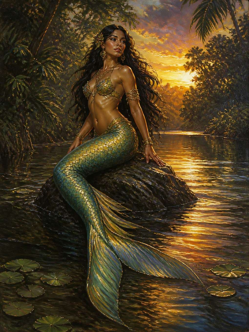 iara em estilo pintura a óleo - exemplo de iara com
