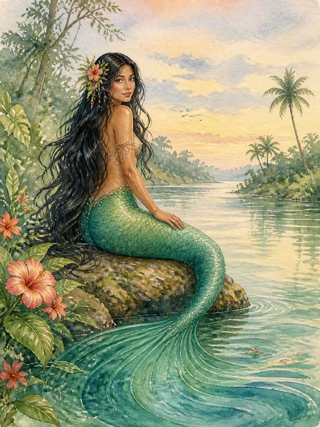 iara aquarela delicada - exemplo de iara com