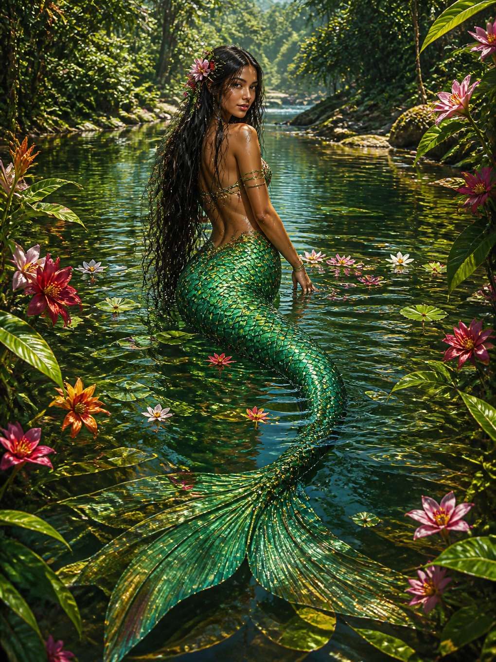 iara com flores amazônicas - exemplo de iara com