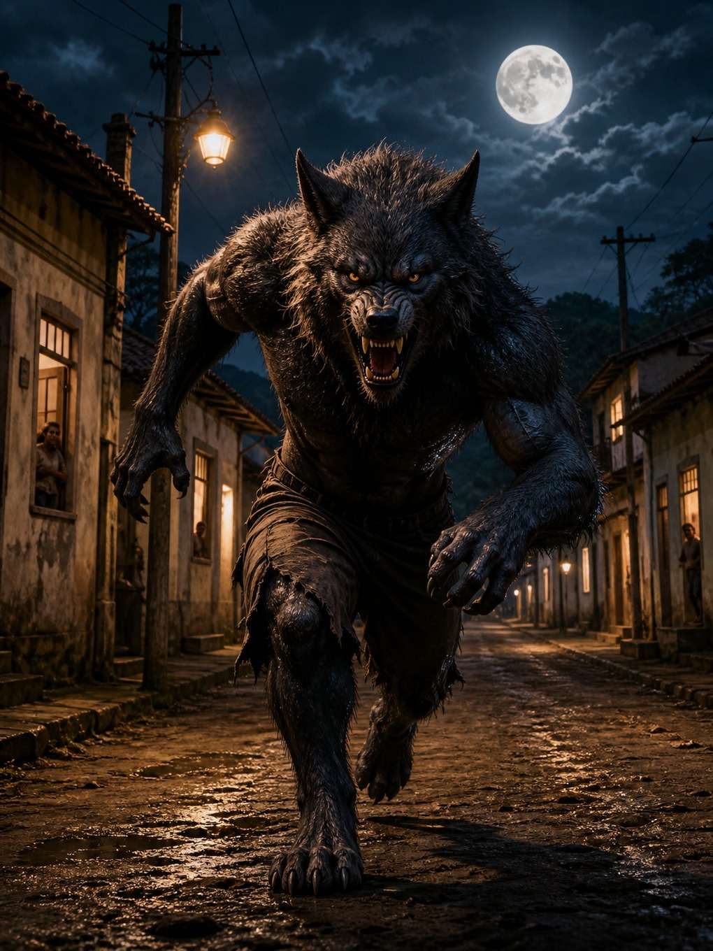 lobisomem em vila do interior - exemplo de imagens do folclore brasileiro com