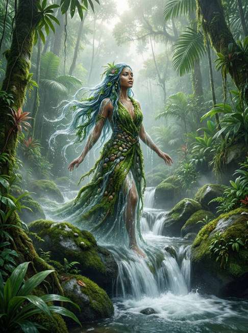 mãe d'água em cachoeira brasileira - exemplo de imagens do folclore brasileiro com