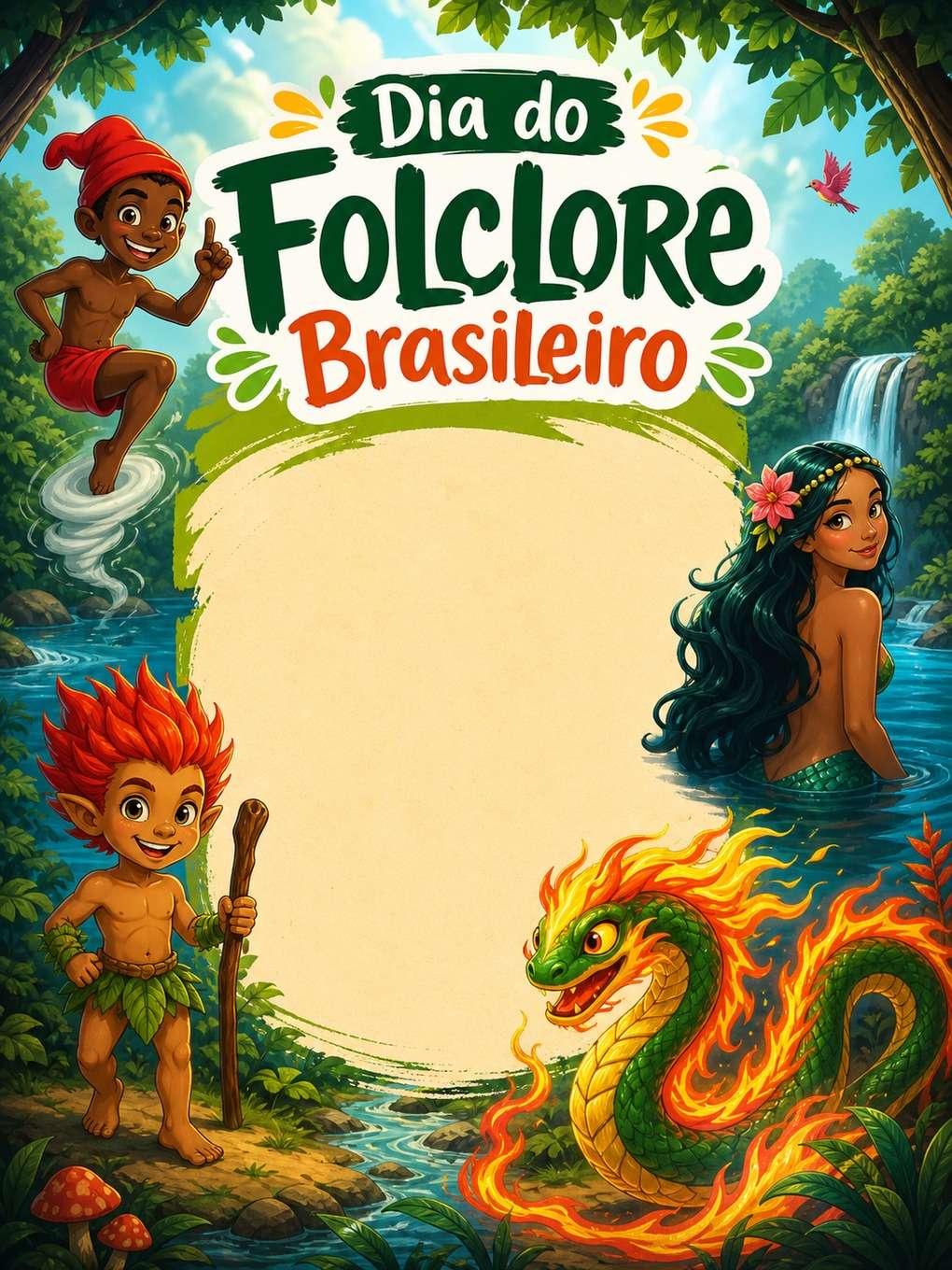 cartaz do dia do folclore brasileiro - exemplo de imagens do folclore brasileiro com
