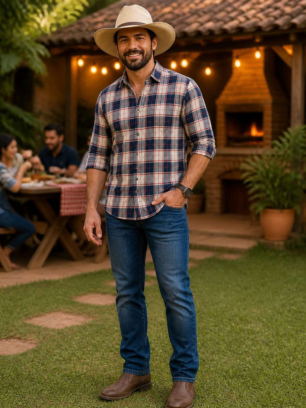 sertanejo de churrasco em família - exemplo de look sertanejo masculino