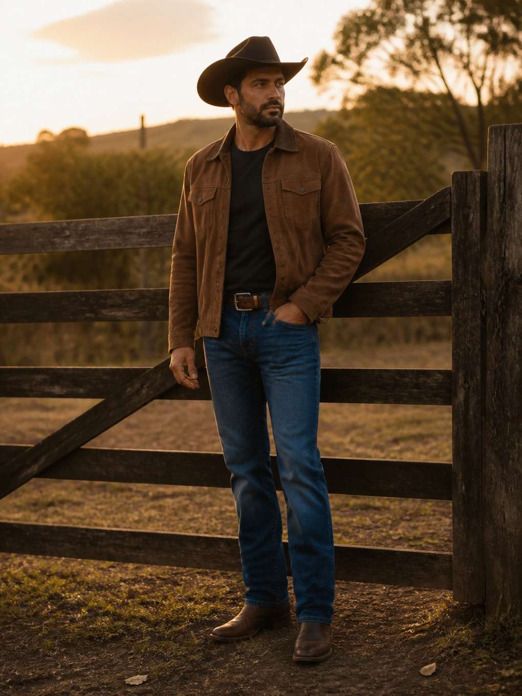 sertanejo com jaqueta de camurça - exemplo de look sertanejo masculino