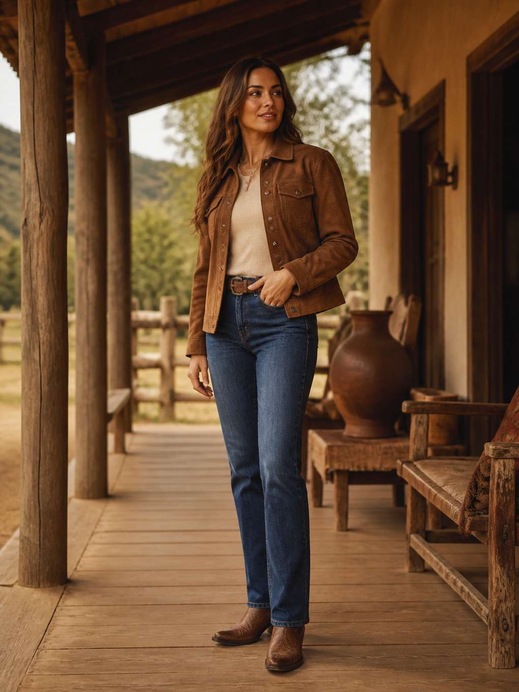 look sertanejo feminino com jaqueta de camurça - exemplo de looks sertanejos