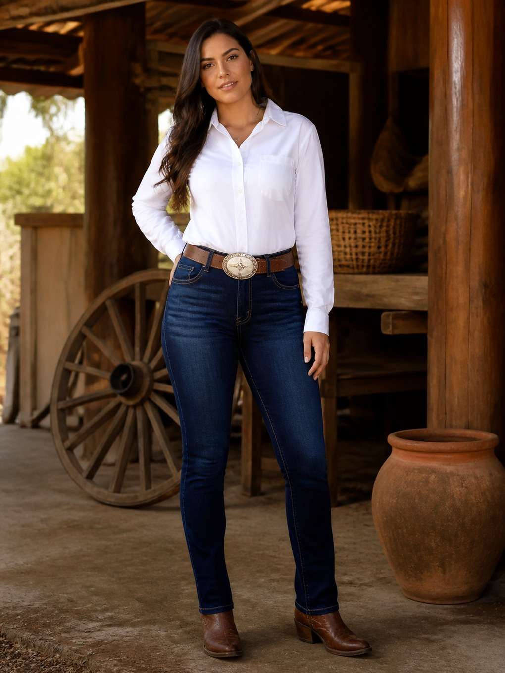 visual sertanejo com camisa branca e jeans escuro - exemplo de looks sertanejos
