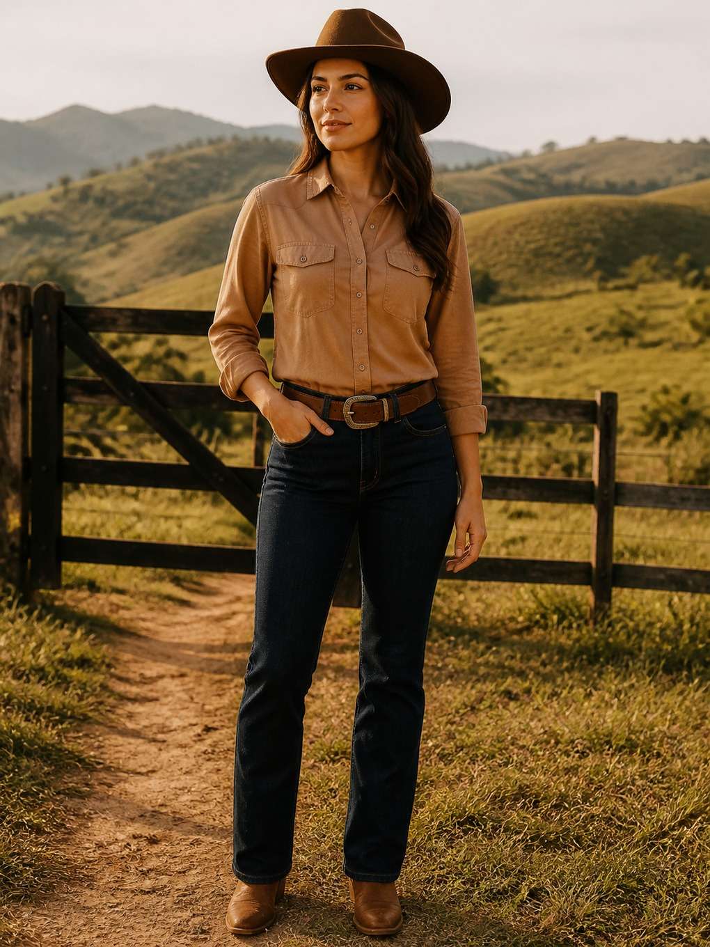 look country com chapéu discreto e tons terrosos - exemplo de looks sertanejos