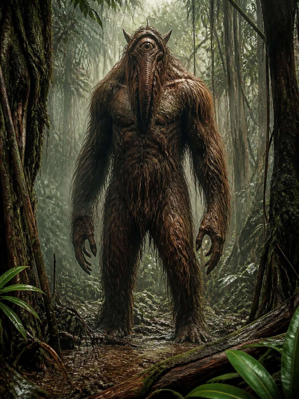 mapinguari na floresta profunda - exemplo de personagens do folclore brasileiro com