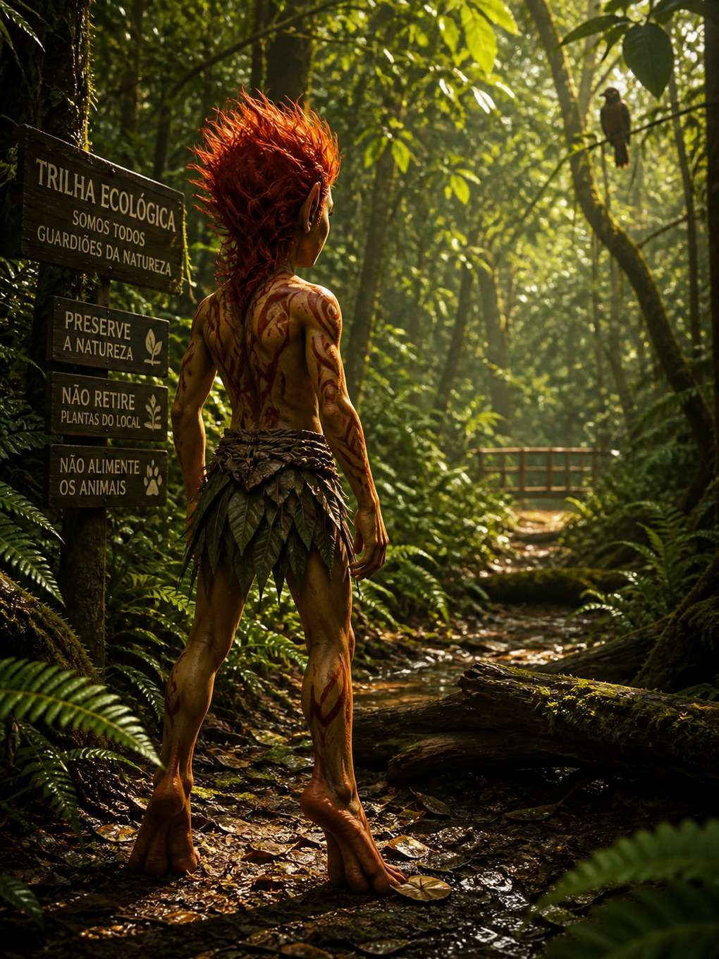 curupira em trilha ecológica - exemplo de personagens do folclore brasileiro com