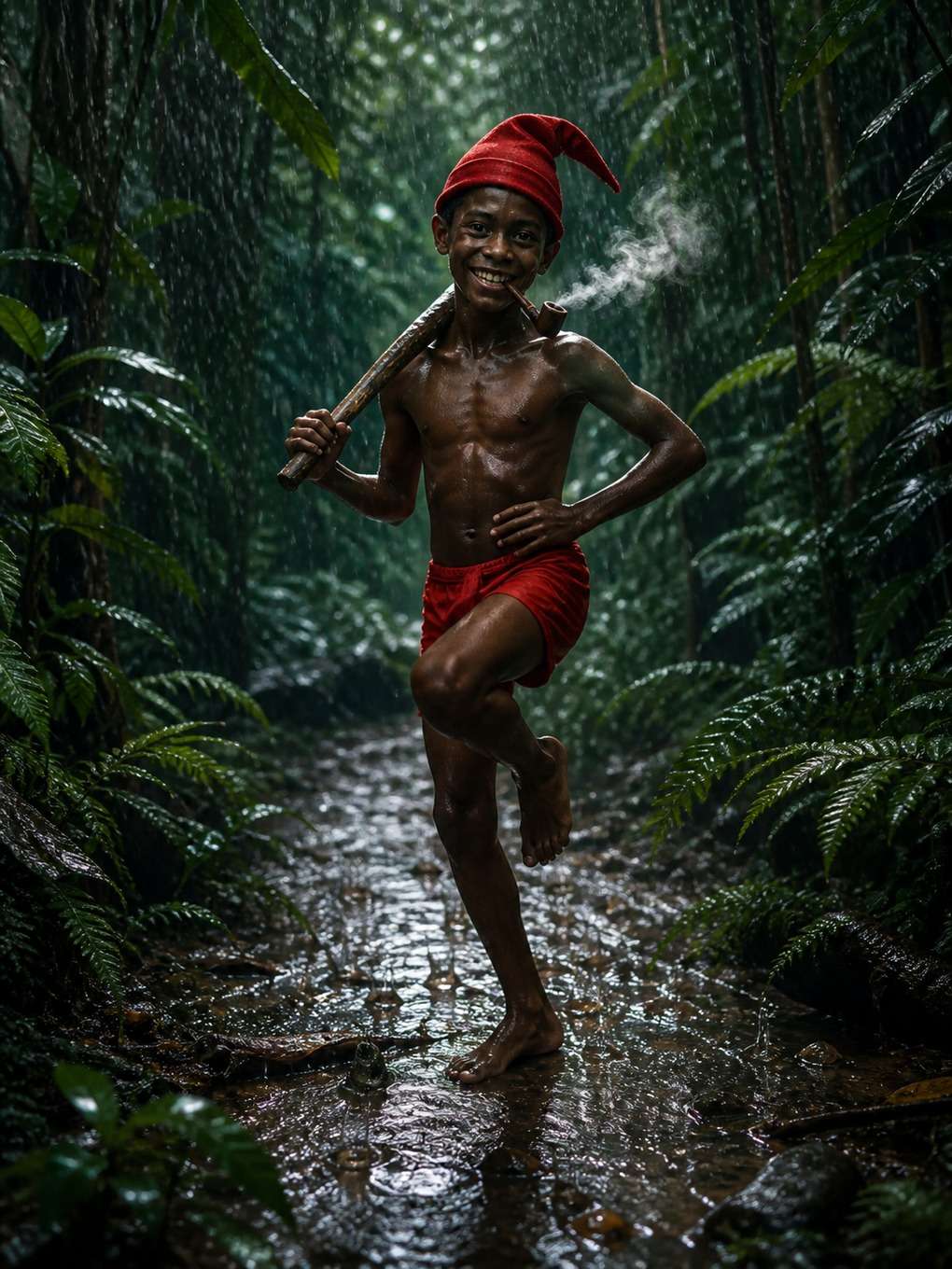 saci-pererê durante chuva de verão - exemplo de saci-pererê com