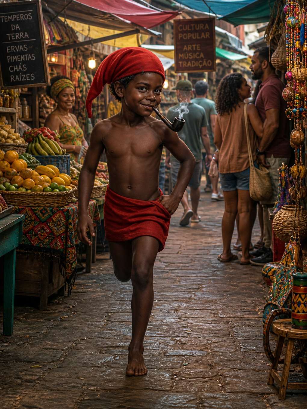 saci-pererê em mercado popular - exemplo de saci-pererê com