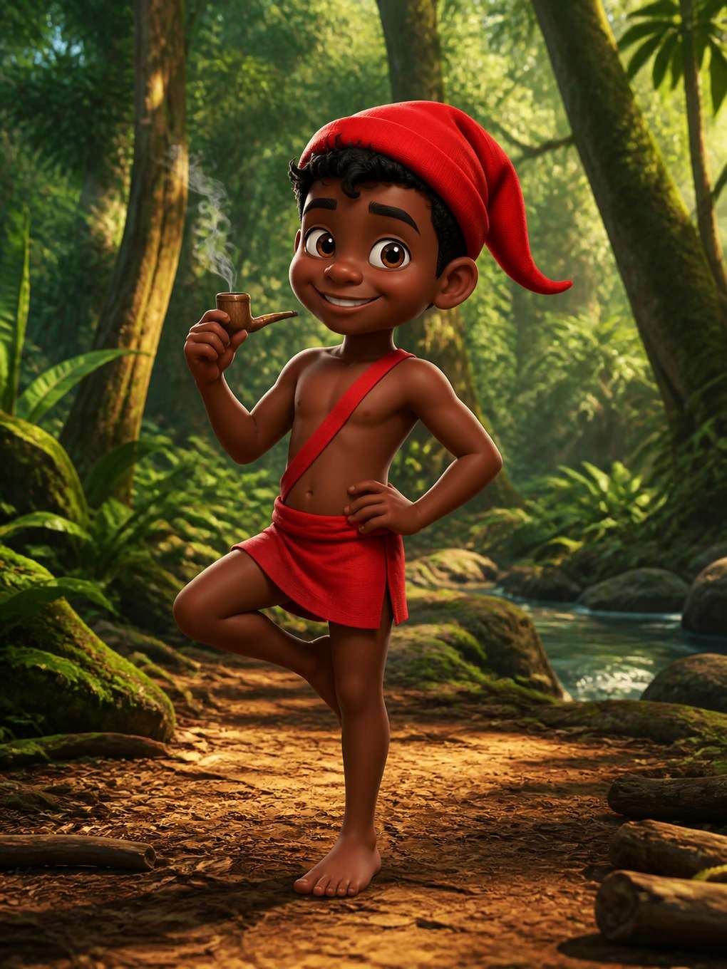 saci-pererê em estilo 3d animado - exemplo de saci-pererê com